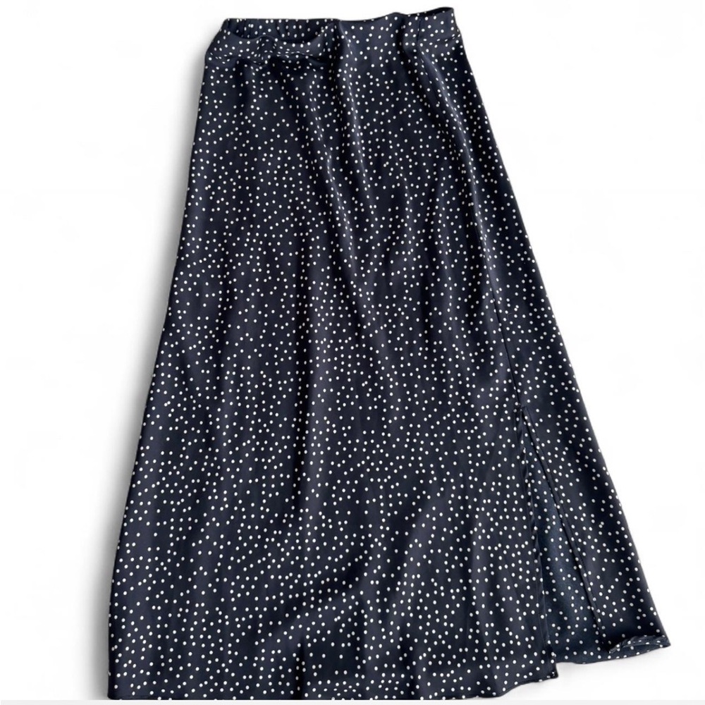 Elegant Black and White Dotted Midi Skirt